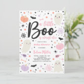 Girl Ghost Little Boo soll Halloween Baby Dusche s Einladung (Stehend Vorderseite)