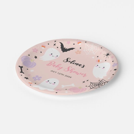 Girl Ghost Little Boo soll Halloween Baby Dusche s Pappteller (Schrägansicht)