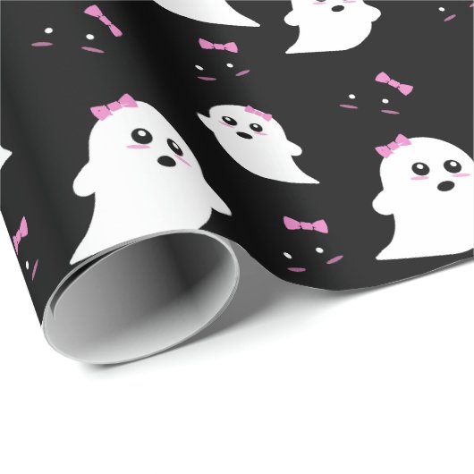 Girl Ghost Pattern Geschenkpapier (Rolleneckpunkt)