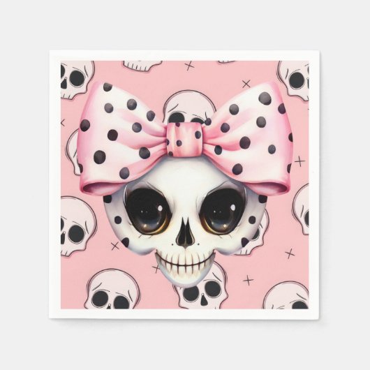 Girl Ghost Skeleton Halloween Pink Themed Serviette (Vorderseite)