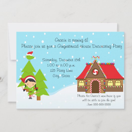 Girl Gingerbread House Einladung zum Geburtstag (Vorderseite)