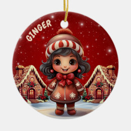Girl Gingerbread Village House Christmas Decor Keramik Ornament