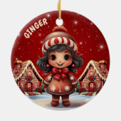 Girl Gingerbread Village House Christmas Decor Keramik Ornament (Hinten)
