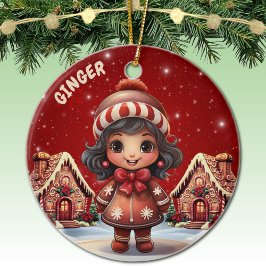 Girl Gingerbread Village House Christmas Decor Keramik Ornament