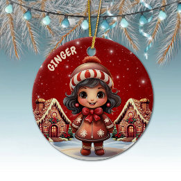 Girl Gingerbread Village House Christmas Decor Keramik Ornament
