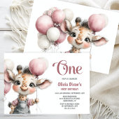 Girl Giraffe 1st Birthday Party Invitation Einladung