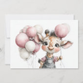 Girl Giraffe 1st Birthday Party Invitation Einladung (Rückseite)