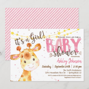 Girl Giraffe Baby Dusche Einladung