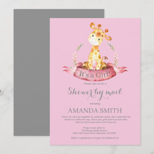 Girl Giraffe Baby Shower by Mail Einladung