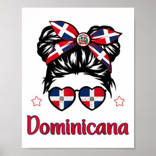 Girl-Girl Dominikanische Republik Shirt Flag Hispa Poster