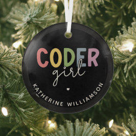 Girl-Girl-Geschenk für benutzerdefinierte Coder-Gi Ornament Aus Glas