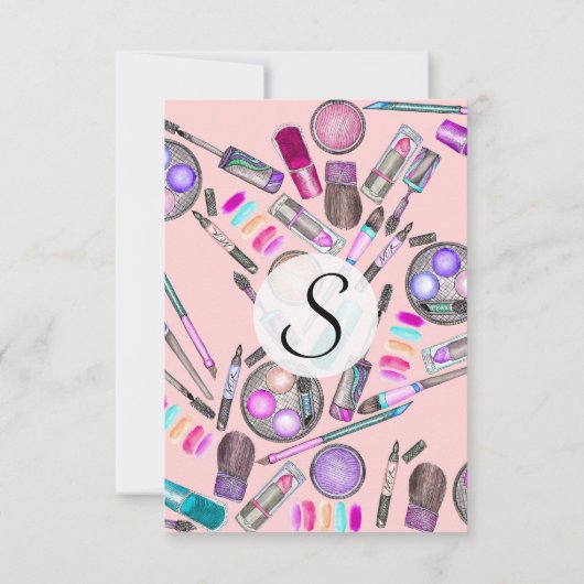 Girl-Girl-Handgemälztes Wasserfarben-Makeup auf Ro Einladung (Rückseite)