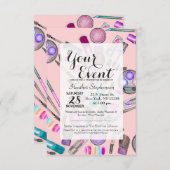 Girl-Girl-Handgemälztes Wasserfarben-Makeup auf Ro Einladung (Vorne/Hinten)