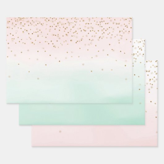 Girl Glam Blush Pink Minze Gold Sparkone Geschenkpapier Set (Set)