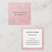 Girl & Glam Blush Pink Rose Gold Glitzer Glitzern Quadratische Visitenkarte (Vorne/Hinten)