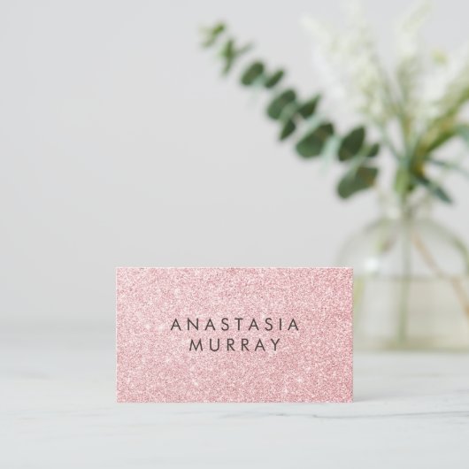 Girl & Glam Blush Pink Rose Gold Glitzer Glitzern Visitenkarte (Stehend Vorderseite)