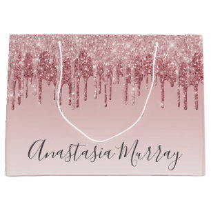 Girl Glam Blush Rosa Rose Gold Glitzer Tropfen Nam Große Geschenktüte