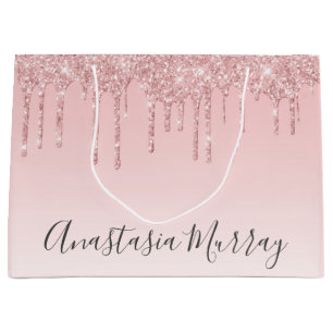 Girl Glam Blush Rosa Rose Gold Glitzer Tropfen Nam Große Geschenktüte