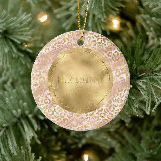 Girl Glam Gold Blush Pink Leopard Print Keramik Ornament (Baum)