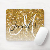 Girl Glam Gold Glitzer Glitzern Monogramm Name Mousepad (Mit Mouse)
