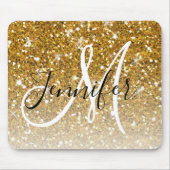 Girl Glam Gold Glitzer Glitzern Monogramm Name Mousepad (Vorne)
