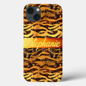 Girl Glam Imitate Gold Glitzer gebürsteter Leopard Case-Mate iPhone Hülle (Rückseite)