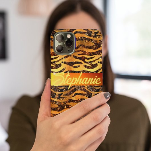Girl Glam Imitate Gold Glitzer gebürsteter Leopard Case-Mate iPhone Hülle