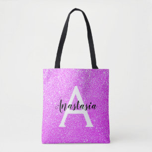 Girl Glam Lila Glitzer Glitzern Monogramm Name Tasche