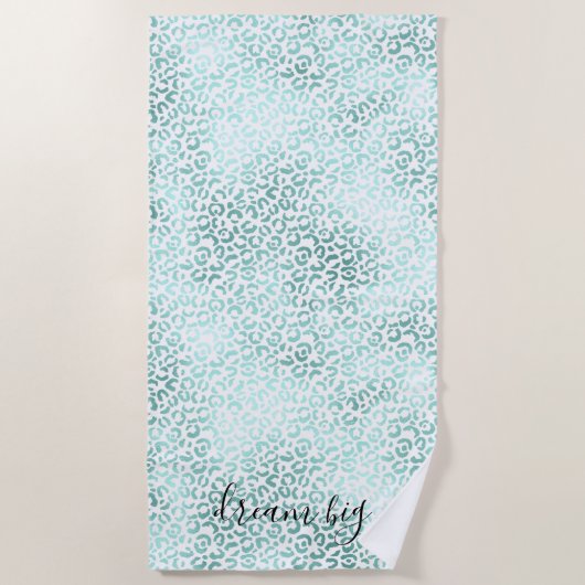 Girl Glam Minze Leopard Strandtuch (Vorderseite)