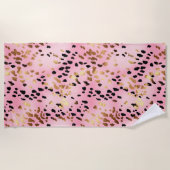 Girl Glam Pink Gold Black Leopard Print Strandtuch (Vorderseite)