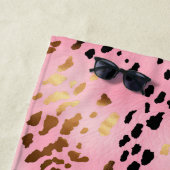 Girl Glam Pink Gold Black Leopard Print Strandtuch (Beispiel)