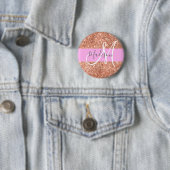 Girl Glam Pink Peach Gold Glitzer Monogram Name Button (Beispiel)