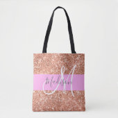 Girl Glam Pink Peach Gold Glitzer Monogram Name Tasche (Vorderseite)