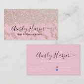 Girl Glamour Rose Gold Glitzer Marmor Gradient Visitenkarte (Vorne/Hinten)