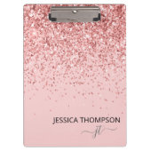 Girl-Glitzer Blush Pink Einfache Monogrammbezeichn Klemmbrett (Vorderseite)