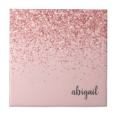 Girl Glitzer Blush Pink Sparkle Modernes Party Fliese (Vorderseite)