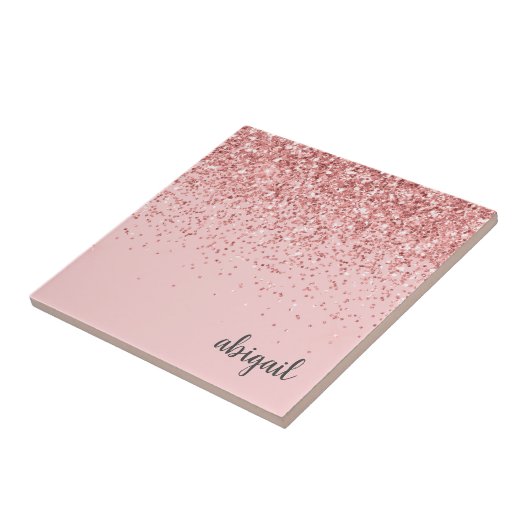 Girl Glitzer Blush Pink Sparkle Modernes Party Fliese (Seite)