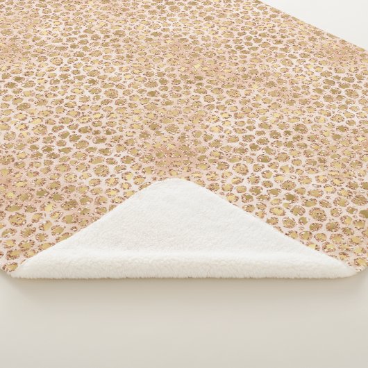Girl Glitzer Gold Peach Leopard Print Sherpadecke (3/4)