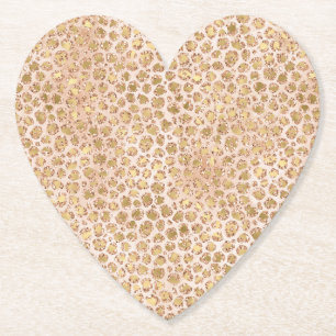 Girl Glitzer Gold Peach Leopard Print Untersetzer