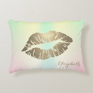 Girl Glitzer Lips Holographic Iridescent Dekokissen