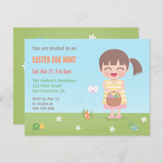 Girl Go Ostereier Party Einladung (Vorne/Hinten)