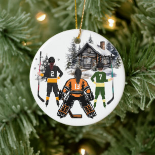 Girl Goalie Junge und Mädchen Hockey Ornament