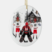 Girl Goalie Junge und Mädchen Hockey Ornament (Rechts)