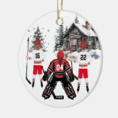 Girl Goalie Junge und Mädchen Hockey Ornament (Links)