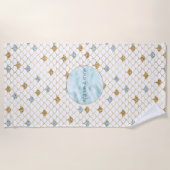 Girl Gold Aqua Blue Glitzer Mermaid Zitat Strandtuch (Vorderseite)