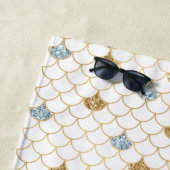 Girl Gold Aqua Blue Glitzer Mermaid Zitat Strandtuch (Beispiel)