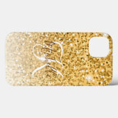 Girl-Gold-Glitzer-Glitzern-Monogram-Skriptname Case-Mate iPhone Hülle (Rückseite (Horizontal))