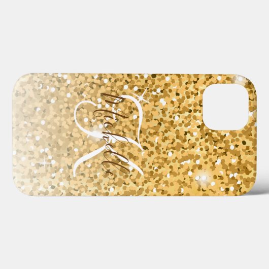 Girl-Gold-Glitzer-Glitzern-Monogram-Skriptname Case-Mate iPhone Hülle (Rückseite (Horizontal))