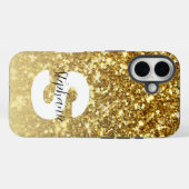 Girl-Gold-Glitzer-Glitzern-Monogram-Skriptname Case-Mate iPhone Hülle (Rückseite (Horizontal))