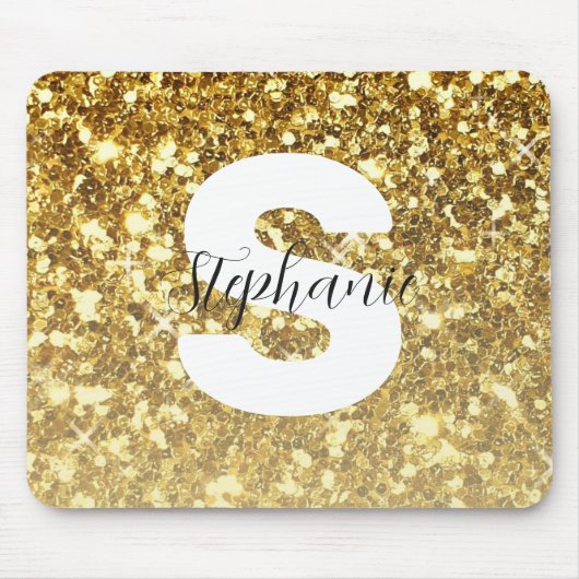 Girl-Gold-Glitzer-Glitzern-Monogram-Skriptname Mousepad (Vorne)